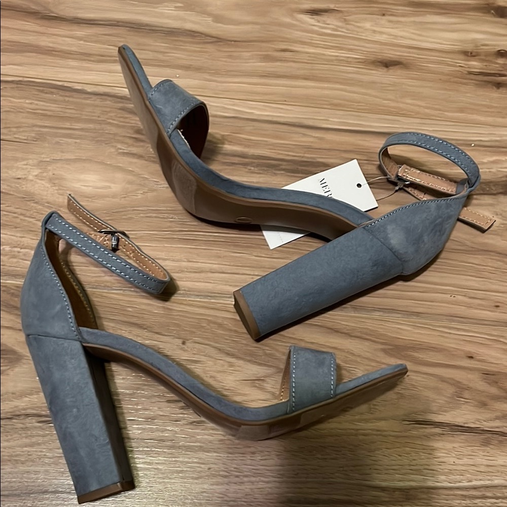 Merona Blue Suede Block Heel Sandals